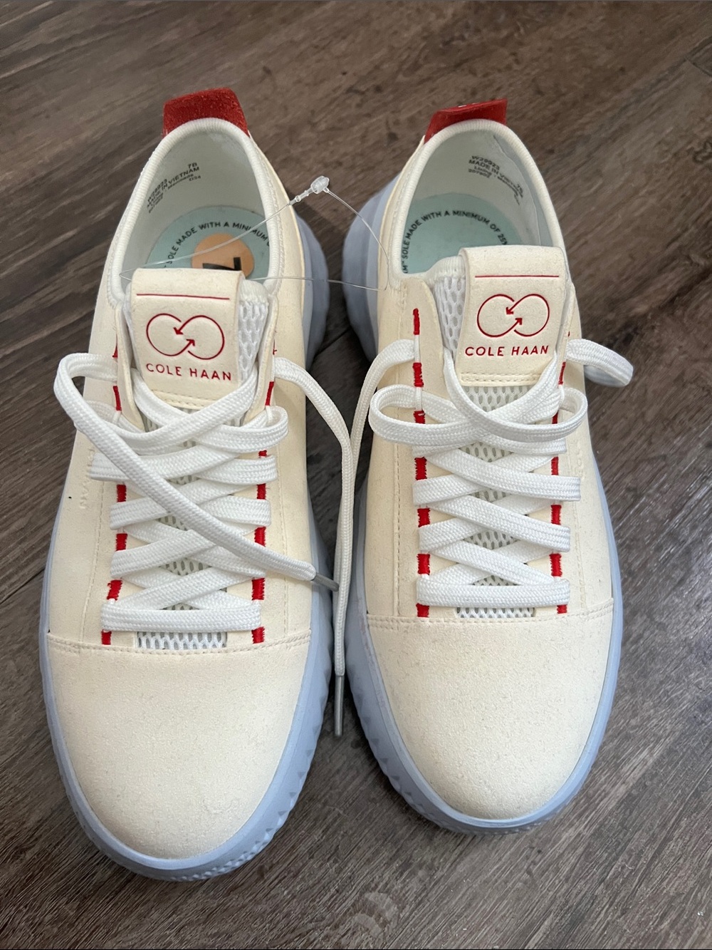 Cole Haan Women’s Cream Sneakers with Red Accents